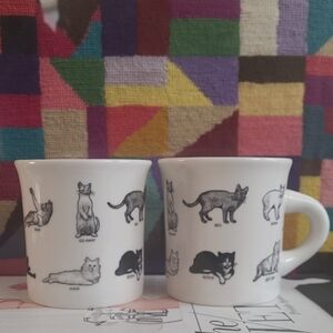 FISHS EDDY CAT LOVER MUGS SET OF 2